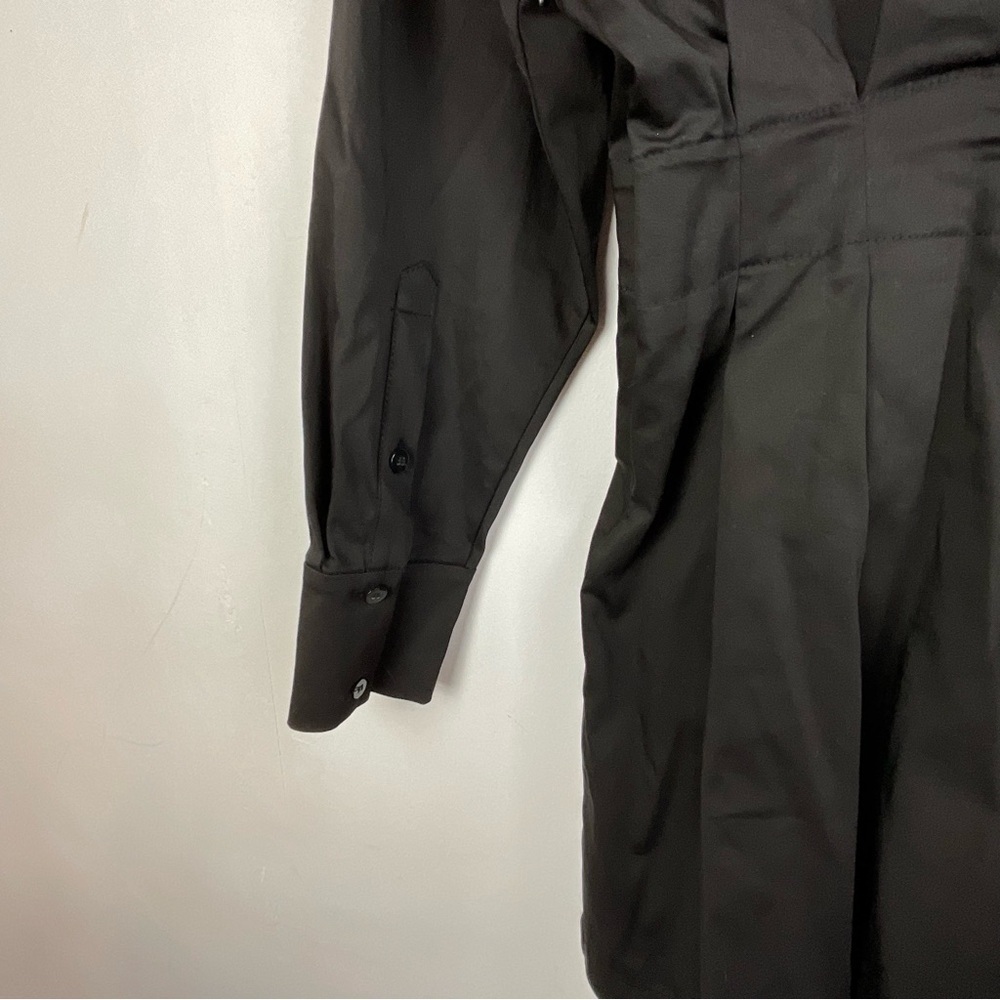 Zara Dress‎ Poplin Mini Wrap Longsleeve Pleated Black Cocktail Size XS NWOT - Picture 4 of 12